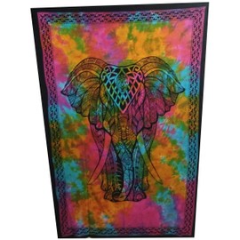 Purpledip Cotton Bed Cover Wall Poster Beach Throw 'African Elephant': Bohemian Hanging Tapestry (20058)