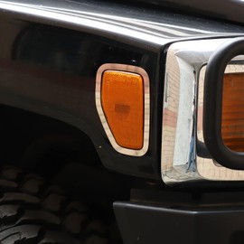 Fgtagtal Side Marker Light Trim Compatible with Hummer H3 2005-2009 Stainless Front Turn Signal Light Decorative Frame Auto Exterior Light Protection Kit, Chrome Silver, 2PCS