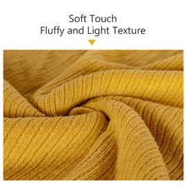 NTBAY Acrylic Knitted Throw Blanket, Lightweight and Soft Cozy Decorative Woven Blanket with Tassels for Travel, Couch, Bed, Sofa, 51x67 Inches, Mustard Yellow Striped