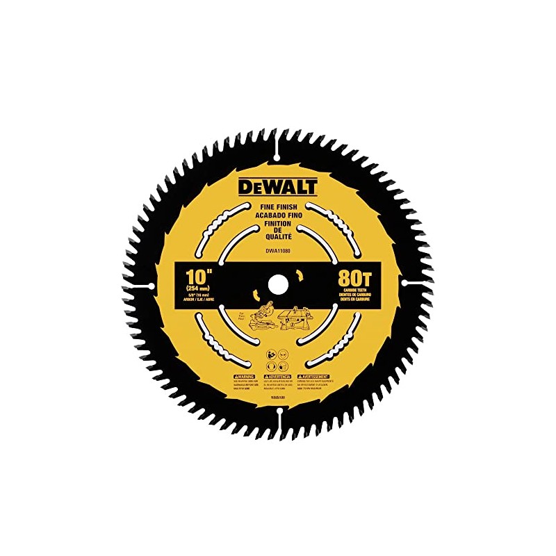 DEWALT Table Saw Blade, 10 inch, 80 Tooth, Fine Finish,