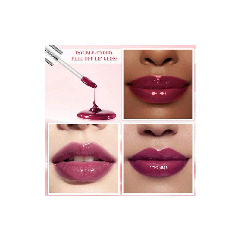 Tinte de labios, despegable de doble extremo, tinte labial impermeable