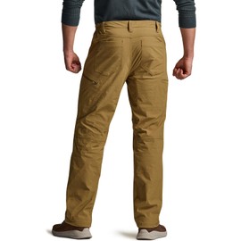 CQR Men's Winter Fleece Lined Pants, Water-Resistant Outdoor Stretch Work Pants, Windproof Casual Pants with Pockets, Nylon Fleece Cargo Muddy, 36W x 30L