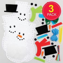 Baker Ross FE949 Snowman Decoration Sewing Kits - Pack of 3, Sewing Set for Children, Creative Activities for Kids, Ideal Christmas Arts and Crafts Project, Blue,Green,Red