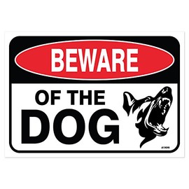 Beware of Dog Sign, Large 7 x 10 Inch Warning Dog Sign, Self-Adhesive Vinyl Sticker