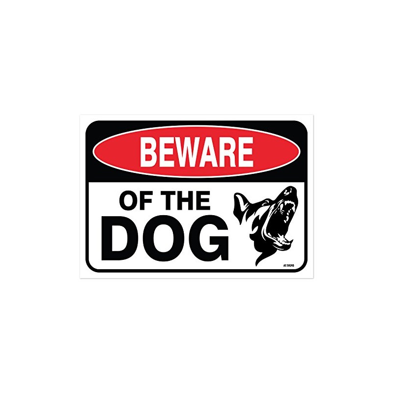Beware of Dog Sign, Large 7 x 10 Inch Warning