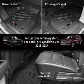 Jdeymat for Ford Expedition Max/Lincoln Navigator L 8-Seater 2018-2024 2025 Floor MTS 3 Rows Trunk Cargo Liner and Backrest Mats All Weather TPE Accessories (8 Seat Full Set-Only for MAX Or L)