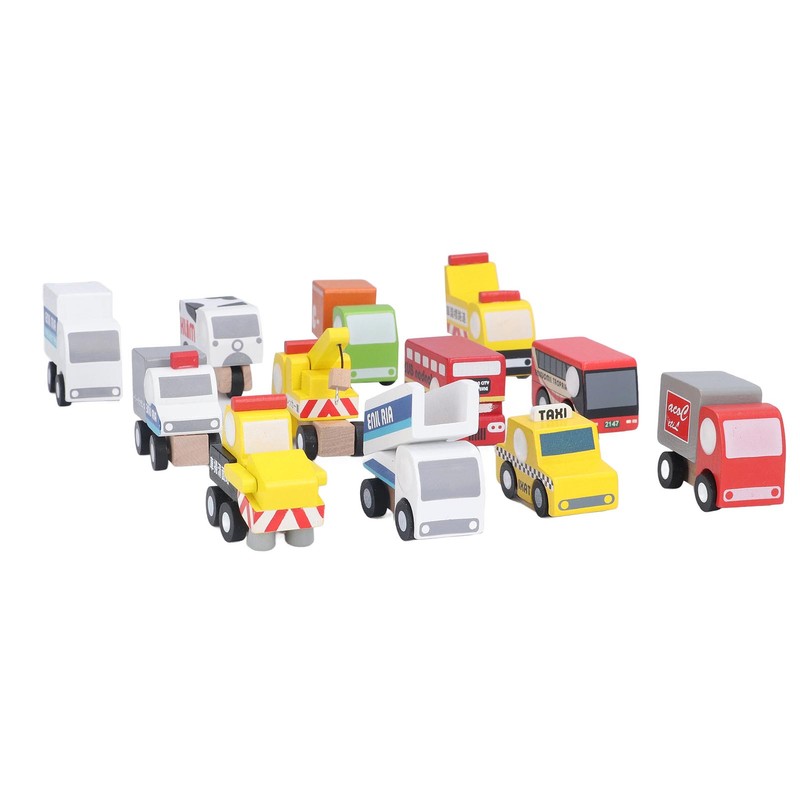 12pcs Wooden Mini Trucks Forward Backward Promote Cognitive Kids Educational