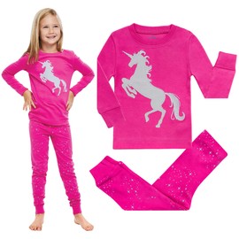 SUPER SOFT UNICORN 2 PIECE PAJAMA SET 100% COTTON+2 FREE GIFTS, Pink / Grey, 2 Years