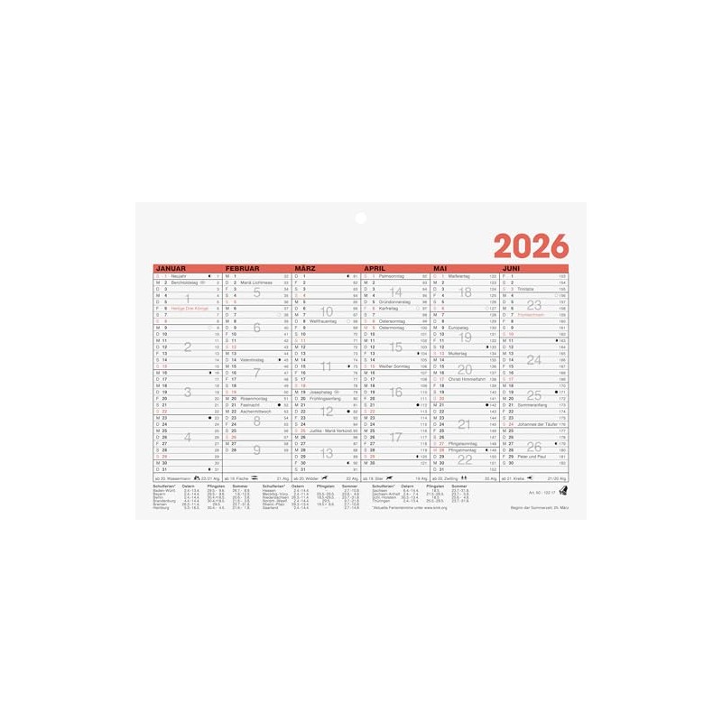 Glocken Tafelkalender 2026 | A5 quer
