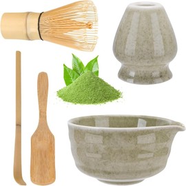 Matcha Whisk ABS with Ceramic Base Holder Food Grade Green Tea Powder Whisk for Traditional Tea Ceremony