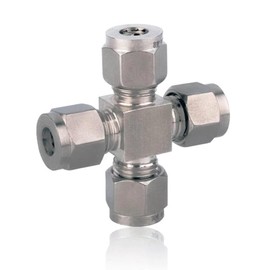 Compression Tube Pipe Fitting Stainless Steel Compression Fitting Adapter Cross Union, Fit for 1/2" OD Tube