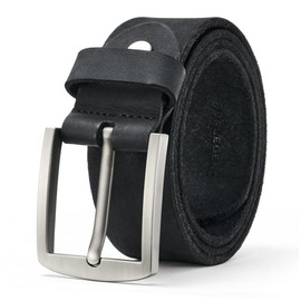 VRLEGEND Leather Belt Men's Belt Leather Full Leather Belt Men's Belt Jeans Belt Genuine Leather 3.8 cm Wide with Gift Box, black