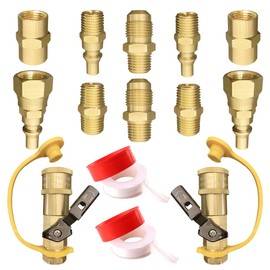 qieoyk 14pcs Propane Quick Connect Fittings Adapter for Propane Hose Propane Quick Connect for RV To Grill or Cooking RV Propane Quick Connect Fittings with 3/8" Flare x 1/4" NPT Male Pipe