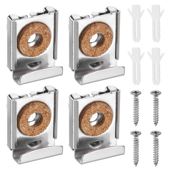 uxcell 4Pcs Spring Loaded Mirror Hanger Clips, Frameless Mirror Holder