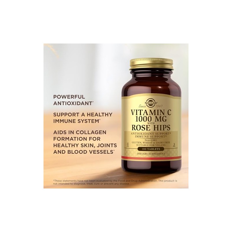 Solgar Vitamin C 1000 mg with Rose Hips Tablets -