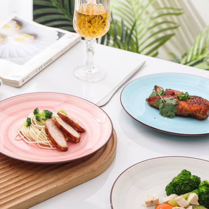 Selamica Ceramic 10 inch Dinner Plates, Large Dessert Salad Plates,