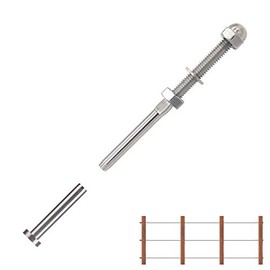 Fayevorite 20 Pairs Threaded Terminal Stud End and Fixed End Stemball Swage for 1/8" Deck Cable Railing Kit System, Deck Railing Hand Swage Tension End and Dead End Fittings, T316 Marine Grade Stainle
