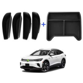 Autorder Center Console Organizer for 2021 2022 2023 2024 2025 Volkswagen ID.4 VW ID4 Accessories Center Console Bottom Insert Tray Door Side Storage Box Handle Pocket 5PCS