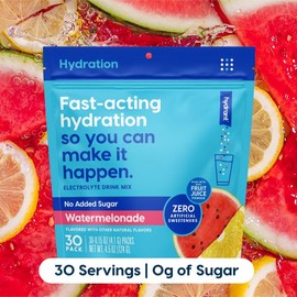 HYDRANT Sugar-Free Electrolyte Drink Mix Variety Pack - 30 Sticks | No Stevia, Real Fruit Juice Powder | Lemonade Flavor | Healthcare, Probiotics, Water | Non-GMO Verified, Vegan, Gluten-Free, Made in USA - Dietary:_Zero Sugar Watermelonade