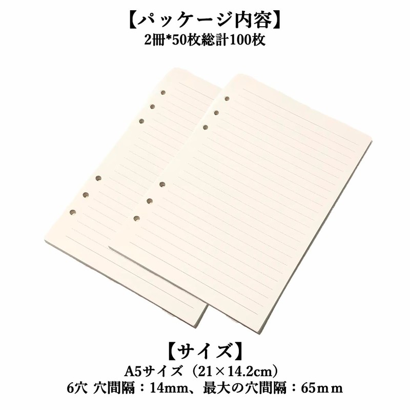 Audiofan Personal Organizer Refill, A5 Size, 6 Holes, Horizontal Ruled,