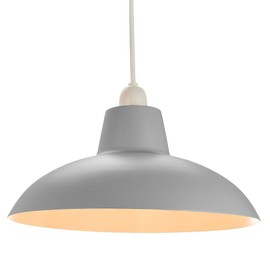 Industrial Retro Designed Matt Grey Curved Metal Ceiling Pendant Light Shade | 60w Maximum | 29cm Diameter by Happy Homewares