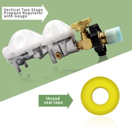 Regulador vertical de propano de 2 etapas con POL y calibre, regulador de propano de dos etapas estándar de conexión NPT hembra 3/8, regulador de doble etapa para tanque de 20 a 100 libras, parrilla de gas, RV, calentador de propano