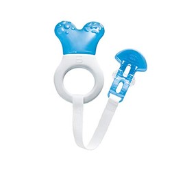 MAM Mini Cooler & Clip, Cooling Component Comforts Teething Babies, Sensitive Gums Massaged by Baby Ring, Long Range Reaches All Baby Teeth, Suitable for 0-3 Years, Blue