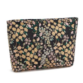 WOZEAH Floral Makeup Bag for Purse Small Cosmetic Pouch,Stylish Zipper Make up Pouch Travel Canvas Toiletry Bags(Flower Branches 3)