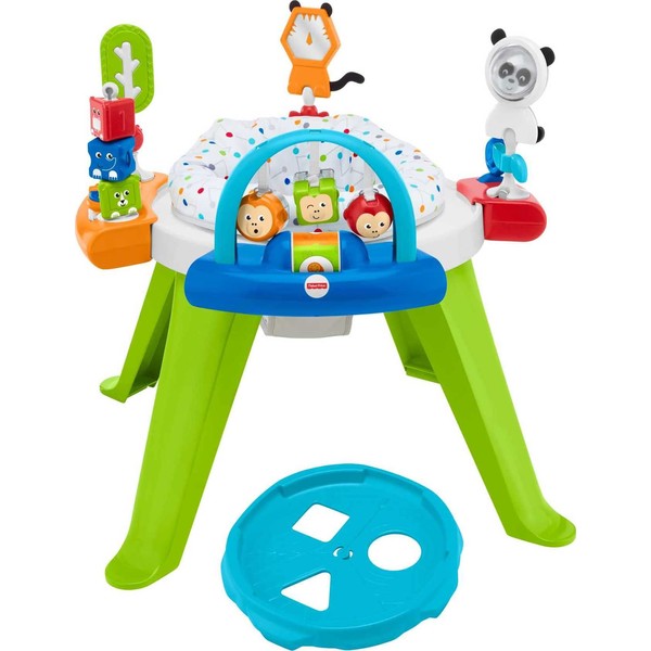 Fisher-Price Baby to Toddler -Toy 3-In-1 Spin & Sort Activity Center and Play Table with Playmat and 10+ Activities, Retro Roar
