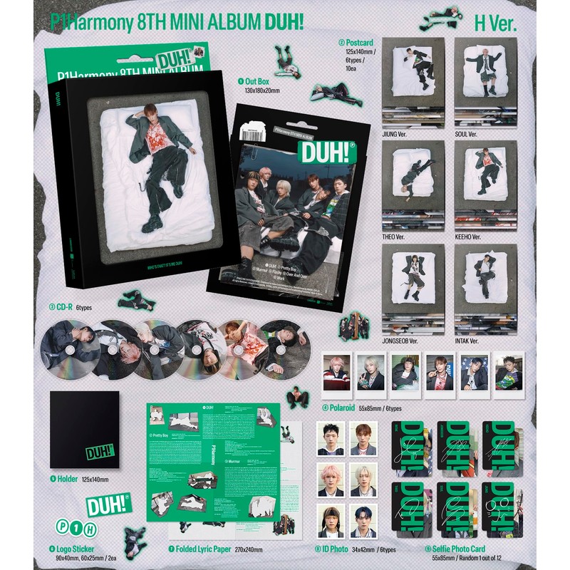 P1Harmony DUH! 8th Mini Album with Tracking Sealed P1H (Compact