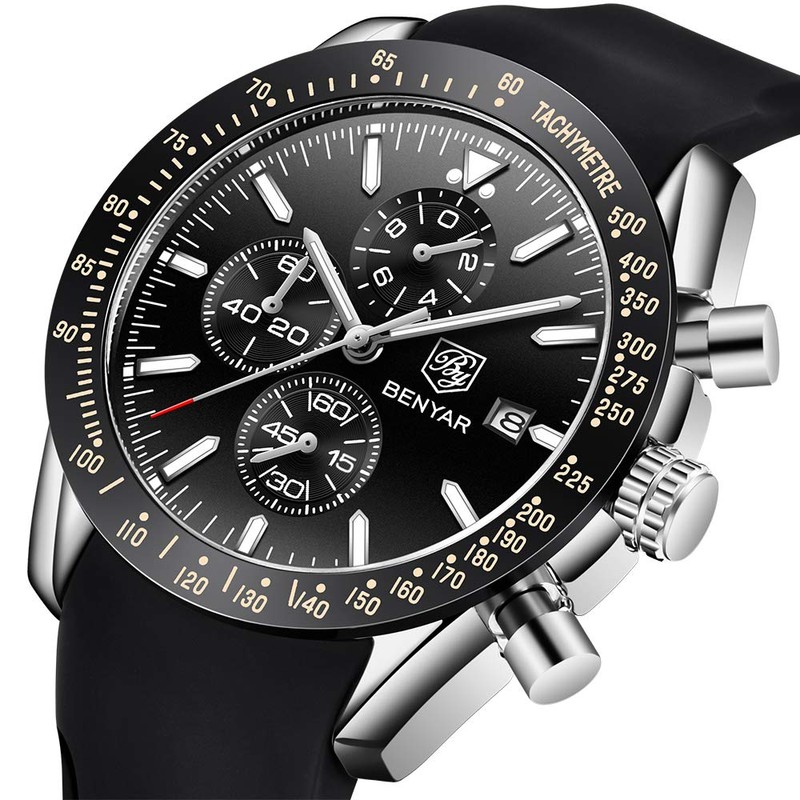 BY BENYAR Watches for Men Analog Quartz Chronograph Waterproof Luminous