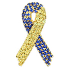 PinMart Rhinestone Down Syndrome Awareness Ribbon Brooch Pin