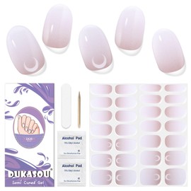 Semi Cured Gel Nail Strips, 28 pcs Gel Nail Strips, Nail Gel Stickers Work with Any UV Lights, Long-Lasting Nail Wraps, Stick on Nails for women Easy to Apply & Remove