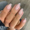 Press on Nails Short Round SWEKKE French Tip Fake Nails