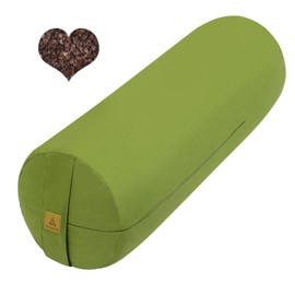 FelizMax Organic Buckwheat Bolster (24x9 in) Supportive Yoga Cushion for Restorative Yoga Accessories, Meditation, Reading & Floor Pillow - Large Round Cylinder (Green)