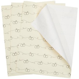 The Gift Wrap Company 58-189267 Wedding Ring Flat Gift Wrapping Paper Sheet Set, 30" x 23", Black and Crème, 3 Pieces