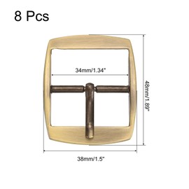 sourcing map Metal Roller Buckle, 8Pcs 1.1 Inch Single Prong Belt Buckle Square Center Bar Buckles for Leather Craft Accessories Belt, Bronze