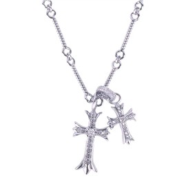 HUARJO Double Cross Vintage CZ Diamond Cross Long Pendant Necklace 18k Gold Plated Choker Necklace for Women,Trendy Jewelry Gifts for Women. (Y2k-White Diamond)