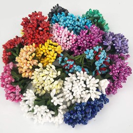Tvoip 144PCS/lot Mulberry Party Artificial Flower Stamen Wire Stem/Marriage Leaves Stamen Wedding Box Decoration (Silver)