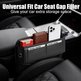 Organizador de relleno para asiento de coche, relleno universal de piel de alta calidad con ranuras para tarjetas para asiento delantero entre asiento de coche y consola para teléfono, anteojos