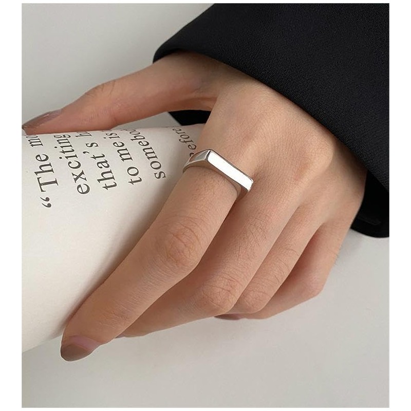 MYNENEY - Anillo de compromiso de boda de acero inoxidable
