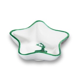 Gmundner Keramik Manufaktur 0324SAST14 Green Deer Star-Shaped Bowl 14 cm