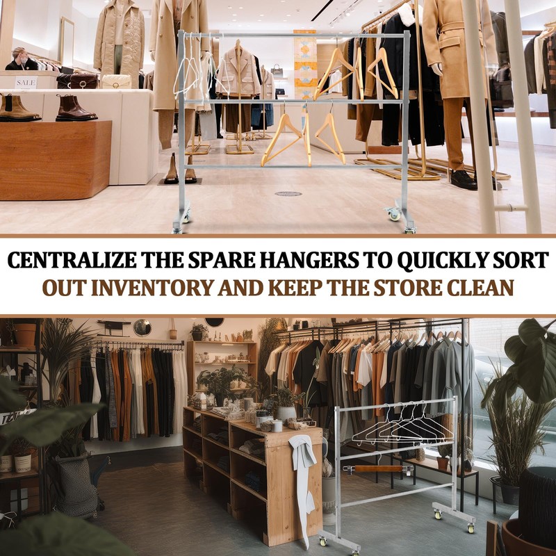 DoubleFill 3 Tier Universal Clothing Hanger Storage Rack Stainless Steel