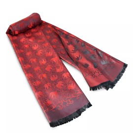 AeraVida Elegantly Stunning Hand Woven Red and Black Silk Elephant Scarf or Shawl