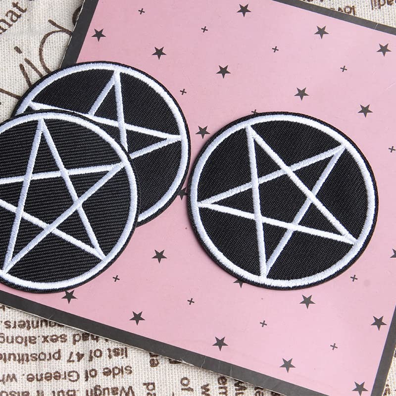 Opexicos 10Pcs Pentagram Patch Pentacle Satanic Occult Goth Wicca Witch
