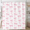 FloralGrace Cute Shower Curtain Pink Bow Fabric Shower Curtains for