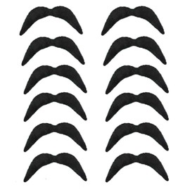 Komonee Mexican Moustache Black Bandit Mustache For Fancy Dress Up Costume Fake Hair Accessory Outfit Novelty Joke (Pack Of 6)