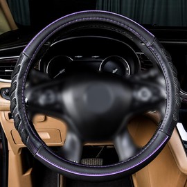 Flying Banner car Steering Wheel Cover Faux Leather Massage Universal fit 3D Honeycomb Hole Anti-Slip Sporty 15 Inches (Purple Black)