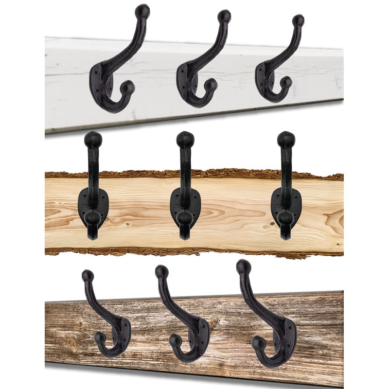 FUXXER 3 x Solid Iron Hooks, Coat and Clothes Hooks,