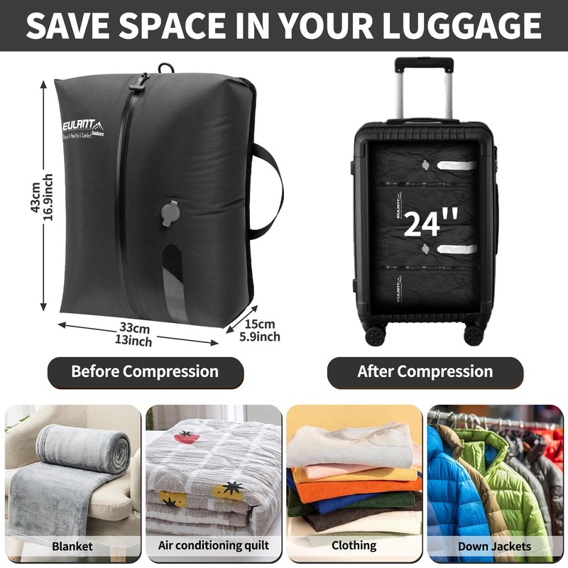 EULANT TPU Vacuum Bags for Travel, Reusable Compression Bags for